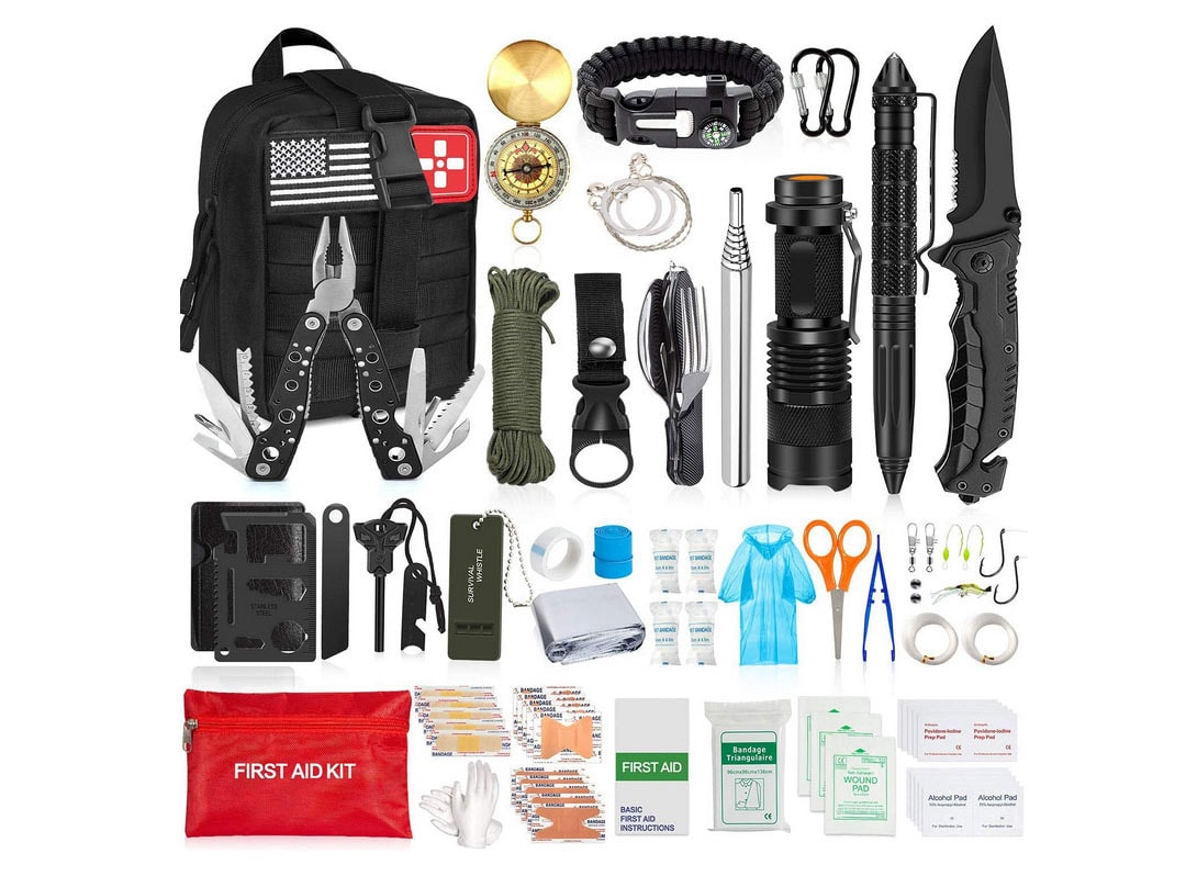 Aokiwo 200Pcs Emergency Survival Kit and First Aid Kit – Camping Equipment
