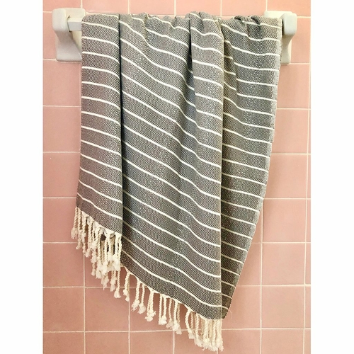 gray stripe towel
