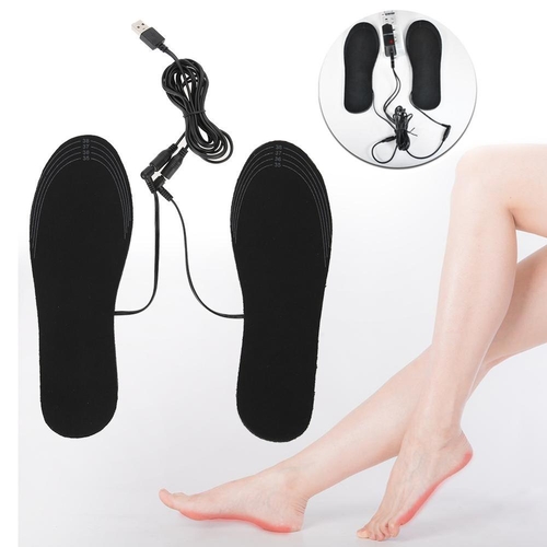 1 Pair USB Heated Shoe Comfortable Soft Lint Electric Heated Shoe Insoles Winter Outdoor Sports Feet 2