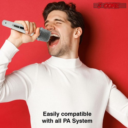 5 core microphones 5 core microphone pro microfono dynamic mic xlr audio cardiod vocal karaoke nd 909 chrome 37473517535469