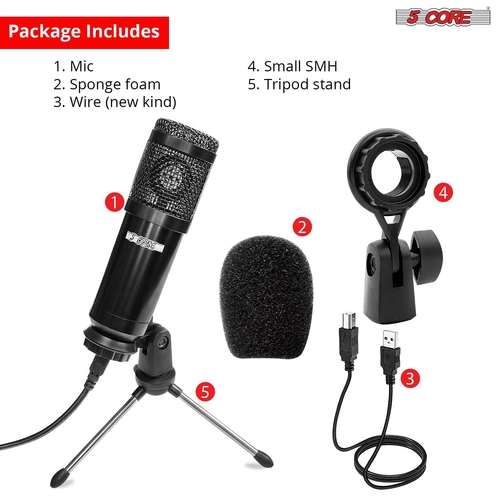 5 core microphones premium pro audio condenser recording microphone podcast gaming pc studio mic 5 core rm 4 b 37461884698861