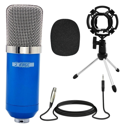 5 core microphones premium pro audio condenser recording microphone podcast gaming pc studio mic 5 core rm 5 blu 37462035890413