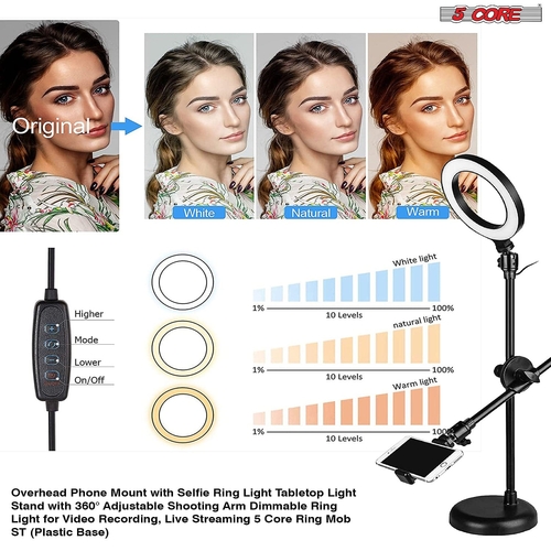 5 core mobile phone stands 6 inch ring light stand phone holder plastic base tik tok selfie makeup recording aro de luz 5core ring mob pl 37481064956141