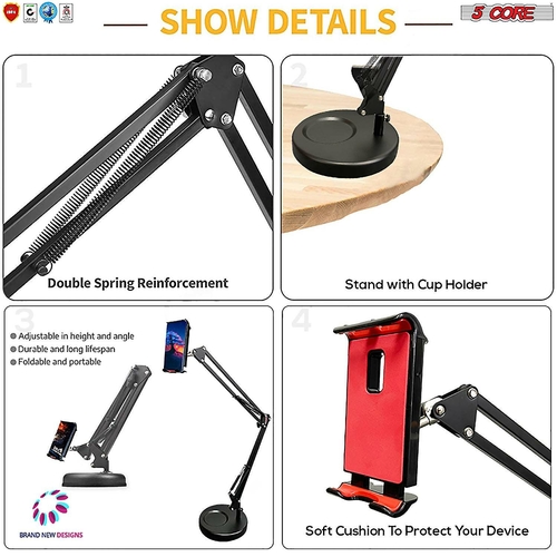 5 core mobile phone stands cell phone stand mount boom arm adjustable fordable desktop holder mobile iphone 5 core arm mob 37118492410093