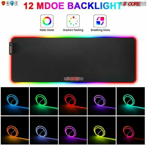 5 core mouse pads 5core large rgb led extra large soft gaming mouse pad oversized glowing 31 5x11 8 kbp 800 rgb 37104055484653