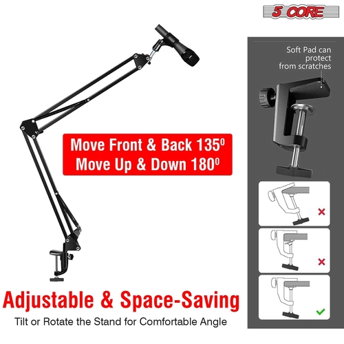 5 core musical instruments gear pro audio equipment stands mounts holders 5core microphone stand 16 inch microphone suspension arm set 16 37451333075181