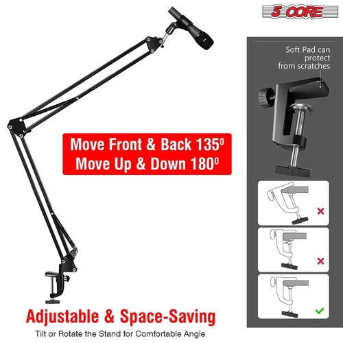 5 core musical instruments gear pro audio equipment stands mounts holders 5core microphone stand 21 inch microphone suspension arm set 21 37451409785069