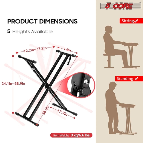 5 core musical keyboard stands adjustable keyboard stand with double x pre assembled keyboard stand metal with locking straps 5 core ks 2x 37515581980909