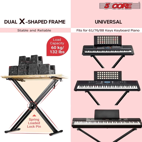 5 core musical keyboard stands adjustable keyboard stand with double x pre assembled keyboard stand metal with locking straps 5 core ks 2x 37515582013677