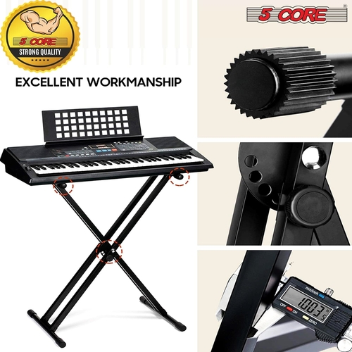 5 core musical keyboard stands adjustable keyboard stand with double x pre assembled keyboard stand metal with locking straps 5 core ks 2x 37515582210285