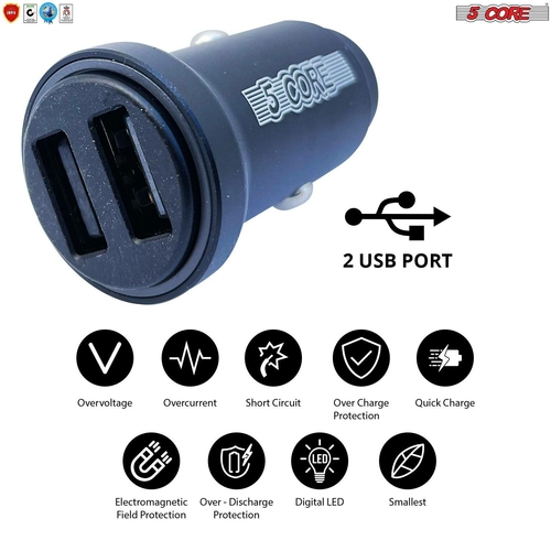5 core power adapter charger accessories 12v car usb charger smart fast usb c dual port adapter for iphone samsung 2 pack 5core cdkc13 37468646047981