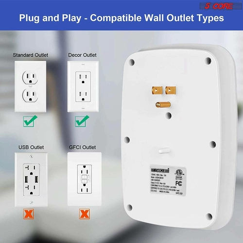 5 core power adapters chargers 6 outlet wall plug extender with 4 usb ports multi outlet adapter surge protector 5core wms 6s 4usb 37529441927405