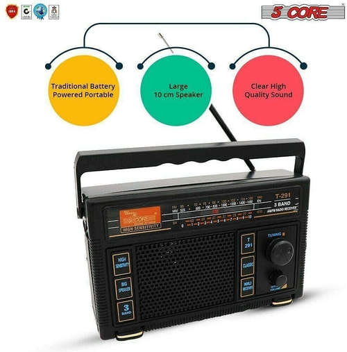 5 core radios true analog radio retro transistor best reception antenna sound fm 3 band 5core radio t 291 37116977840365
