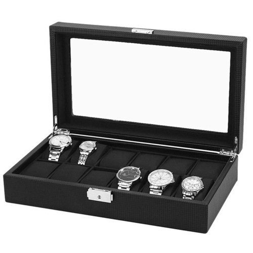 Luxury 6 12 Grids Watch Box Carbon Fibre Pattern Watch Storage Box Watch Display Slot Case 1.jpg 640x640 1
