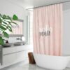 peach marble hello peace graphic style quick drying fabric shower curtain home 664