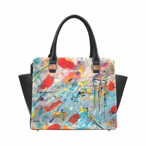 handbags colorful paint splatter rivet style top handle bag one size bags 813