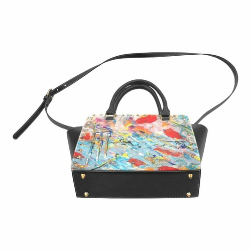 handbags colorful paint splatter rivet style top handle bag one size bags 833